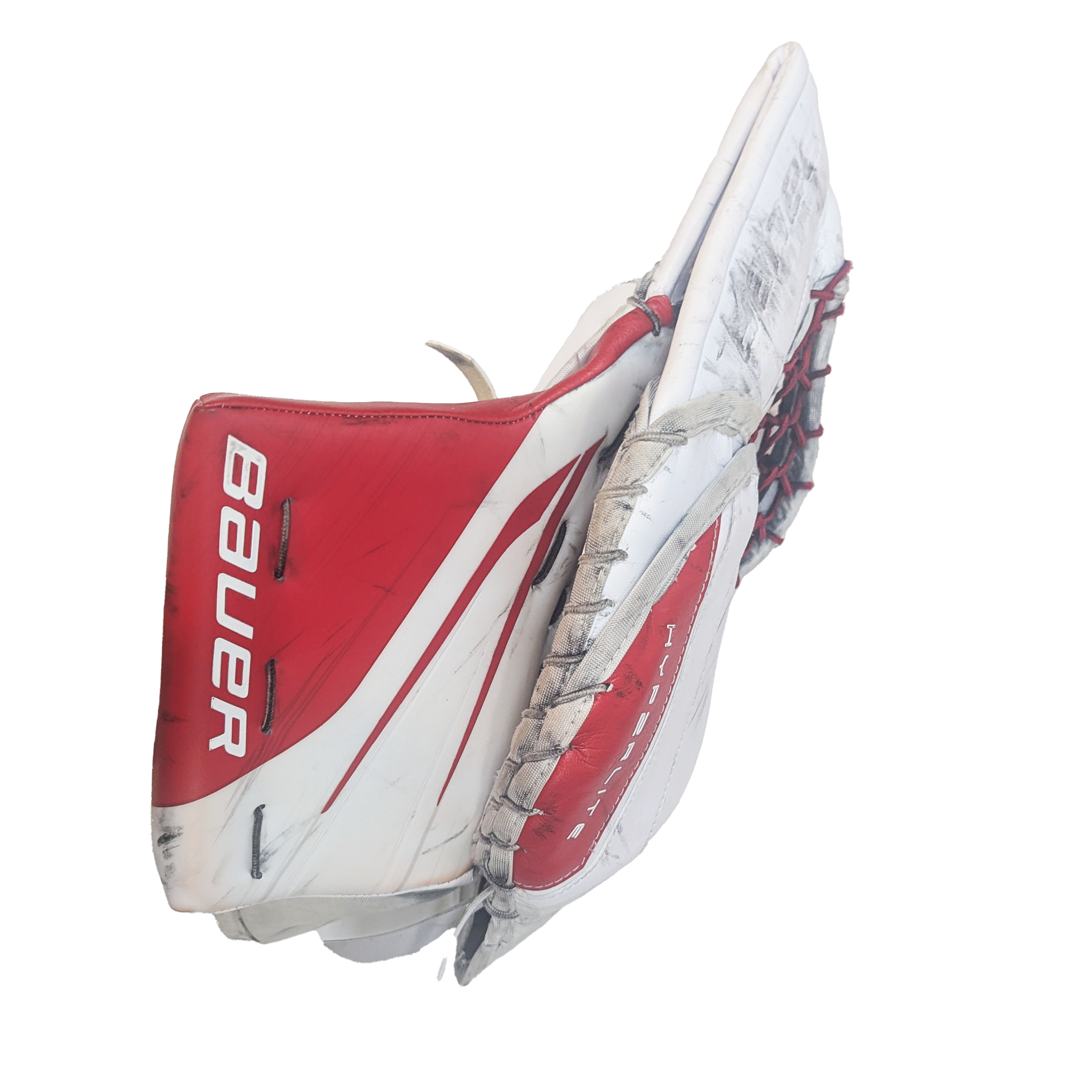 Bauer Vapor Hyperlite 2 - Gants de gardien de but NCAA d'occasion (blanc/rouge)